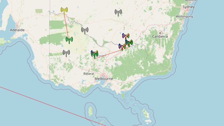VKLink amateur radio network coverage map